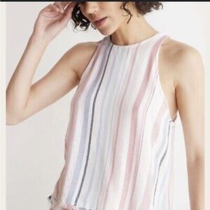 Bella Dahl Florence fray hem swing tank striped